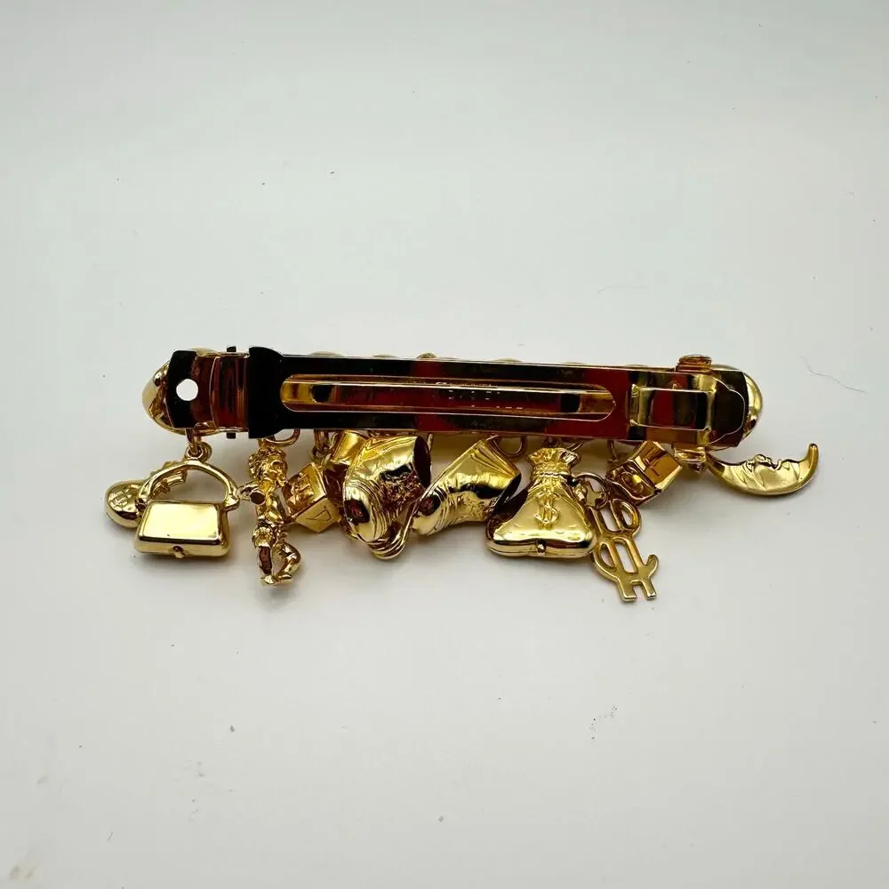 Kirks Folly France USA Gold Tone Fully Loaded Charm Barrette Million Dollar Baby
